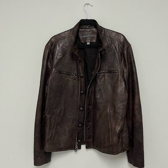 $2498 Brand New John Varvatos Moto Leather Jacket EU 52 USA
